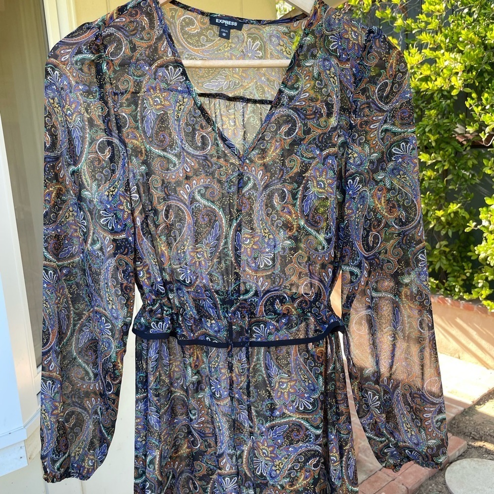 Beautiful autumn paisley brown abstract midi dress - Picture 5 of 7
